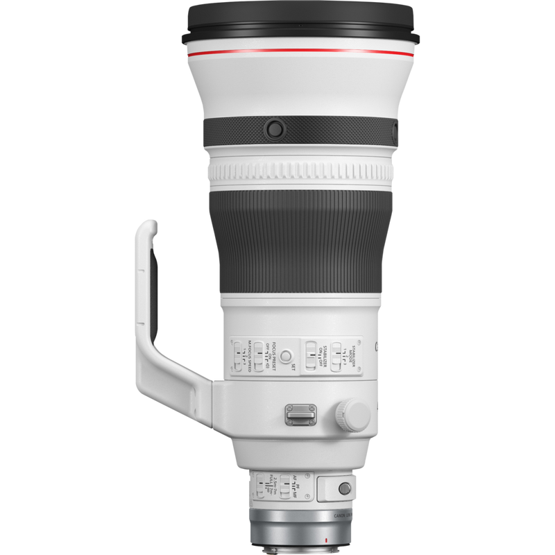 Canon RF 400mm F2.8 L IS USM Objektiv Produkt Ansicht von links mit Stativgewinde