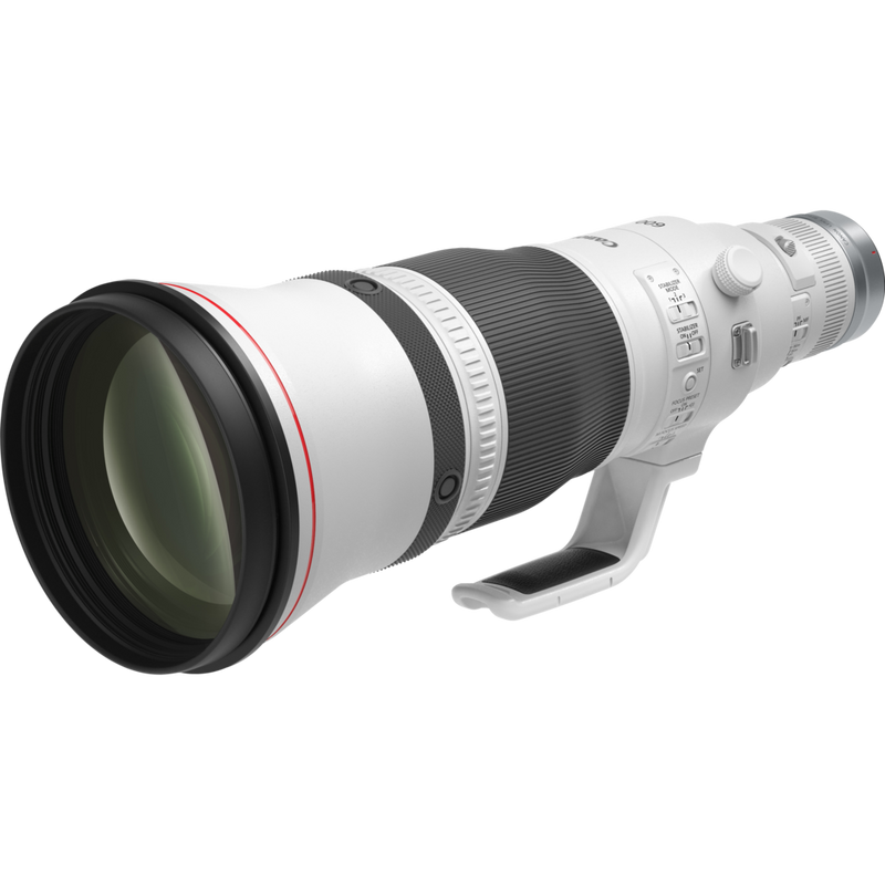 Canon RF 600mm F4 L IS USM Objektiv Produkt Diagonale Ansicht mit Stativgewinde