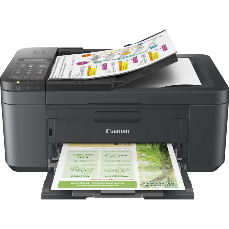 Canon PIXMA TR4755i WLAN-Farb-Multifunktionssystem Fotodrucker, Grau/Schwarz Produkt Produkt mit geöffnetem Fach