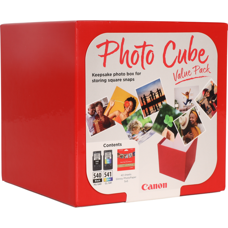Canon Photo Cube with PG-540 + CL-541 Ink Cartridges + PP-201 5 x 5" Photo Paper Plus Glossy II (40 sheets) - Value Pack Product Front angled view