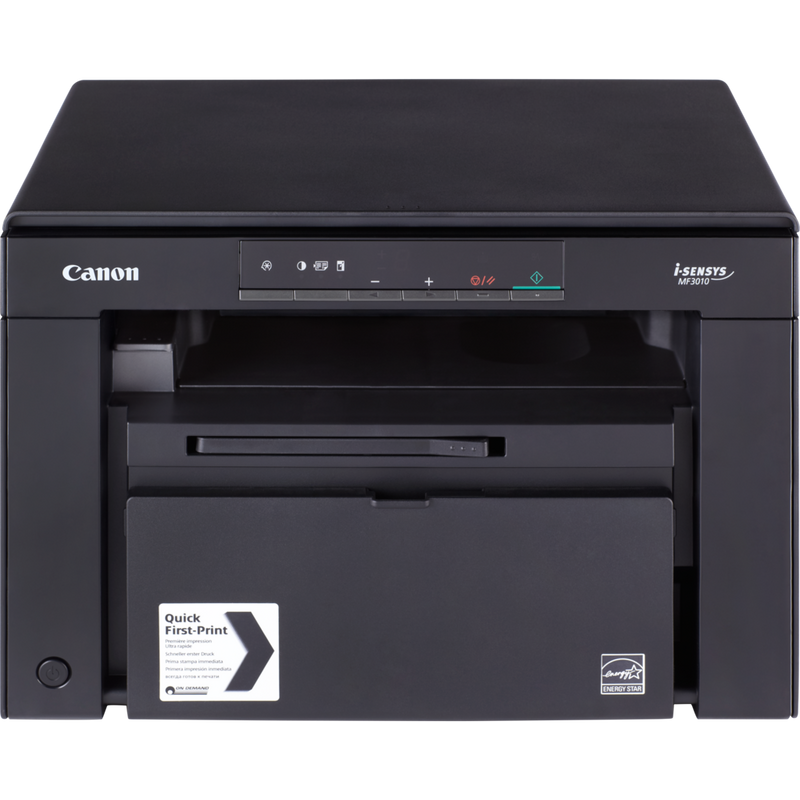 Canon i-SENSYS MF3010 3-in-1 Schwarzweiß-Laserdrucker + 2 Toner-Cartridges Schwarz Produkt Vorderansicht