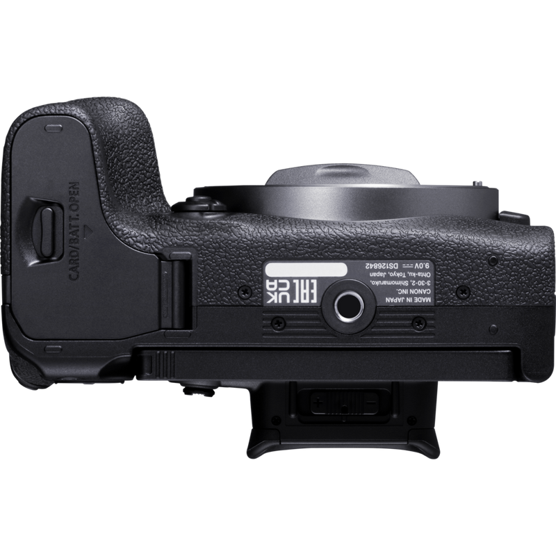 Canon EOS R10 spiegellose Kamera und RF-S 18-45mm F4.5-6.3 IS STM Objektiv Produkt Ansicht von unten