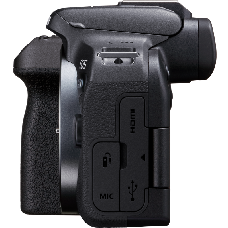 Canon EOS R10 Mirrorless Camera + RF-S 18-45mm F4.5-6.3 IS STM Lens + Backpack + SD Card + Spare Battery Product Left View