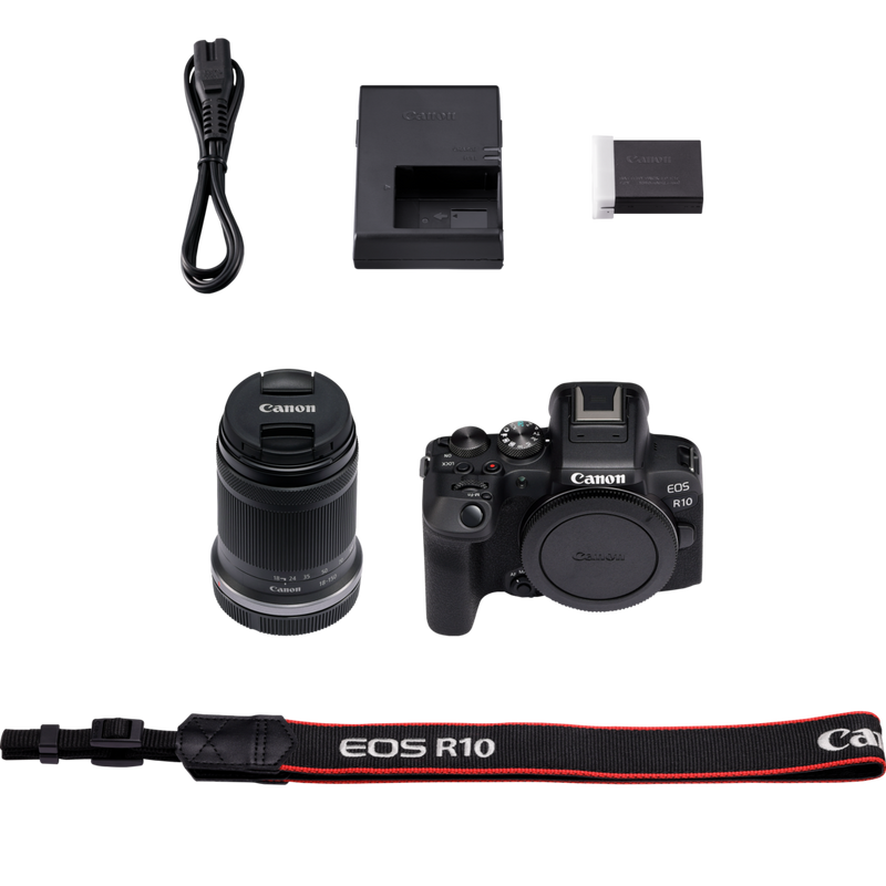Canon EOS R10 spiegellose Kamera und RF-S 18-150mm F3.5-6.3 IS STM Objektiv Produkt Lieferumfang