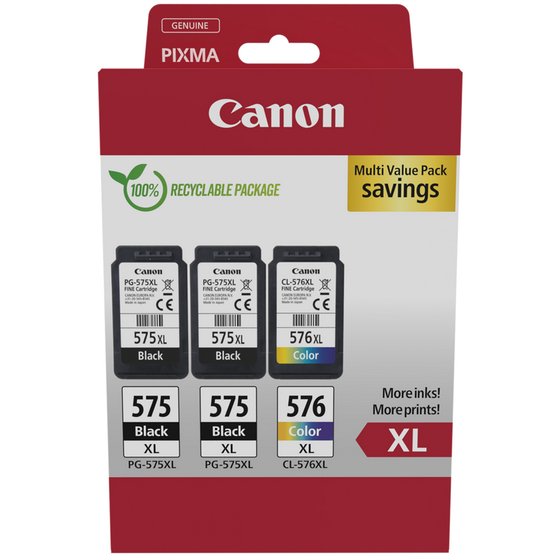 Canon PG-575XLx2/CL-576XL High Yield Ink Cartridge MultipackProduct Front View