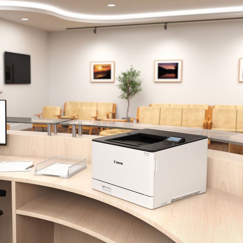 Drucker, der auf einem Schreibtisch steht