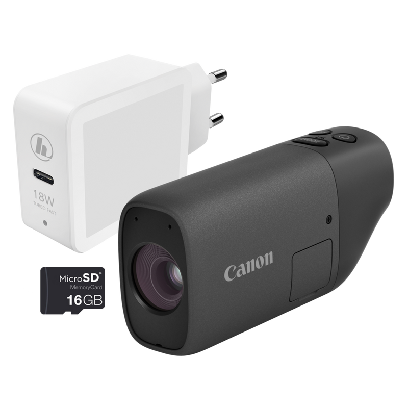 Canon PowerShot ZOOM kompakte Telezoom-Kamera im Spektiv-Stil Basis Kit, Schwarz Produkt Vorderansicht