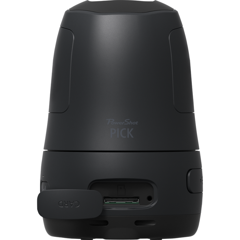 Canon PowerShot PX Kompaktkamera Basis-Kit, Schwarz Kamera auf einem Holztisch