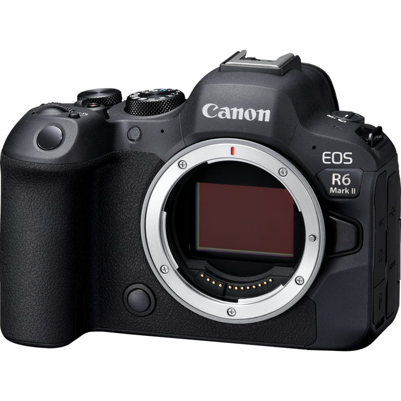 Canon EOS R6 Mark II Mirrorless Camera Produkt Schräge Vorderansicht