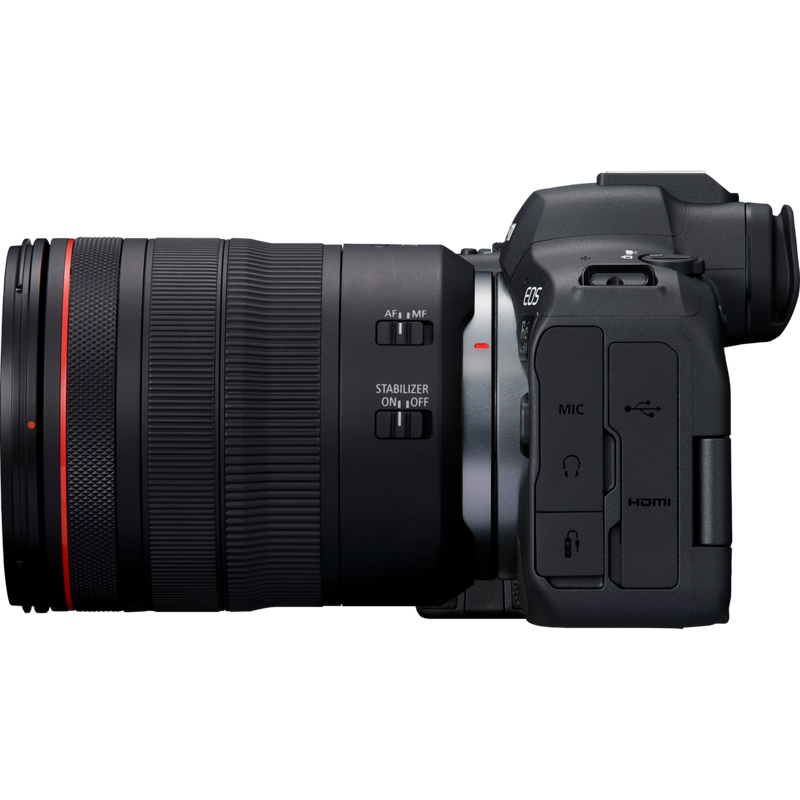 Canon EOS R6 Mark II Mirrorless Camera and RF 24-105mm F4L IS USM Lens Produkt Ansicht von links