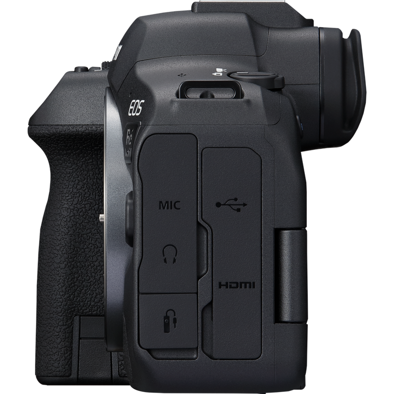 Canon EOS R6 Mark II spiegellose Kamera, Schwarz + Rucksack + SD-Karte+ Ersatzakku Produkte Ansicht von links