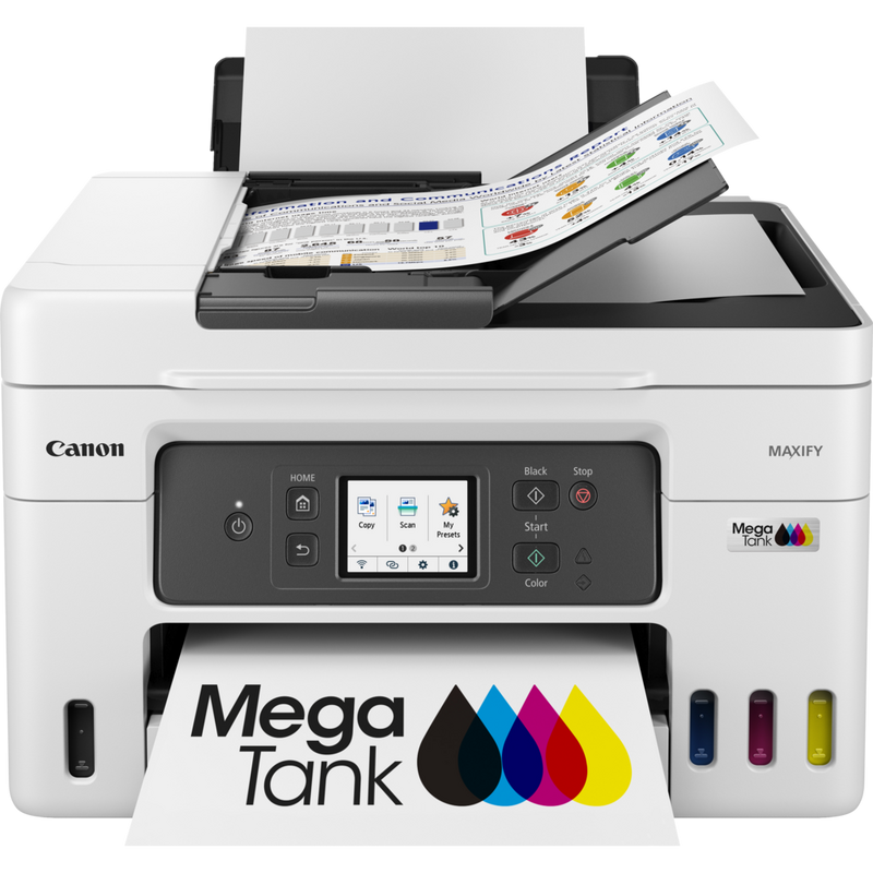 Canon MAXIFY GX4050 MegaTank Farb-Tintenstrahl-Multifunktionssystem mit WLAN und nachfüllbaren Tintentanks Produkt Vorderansicht