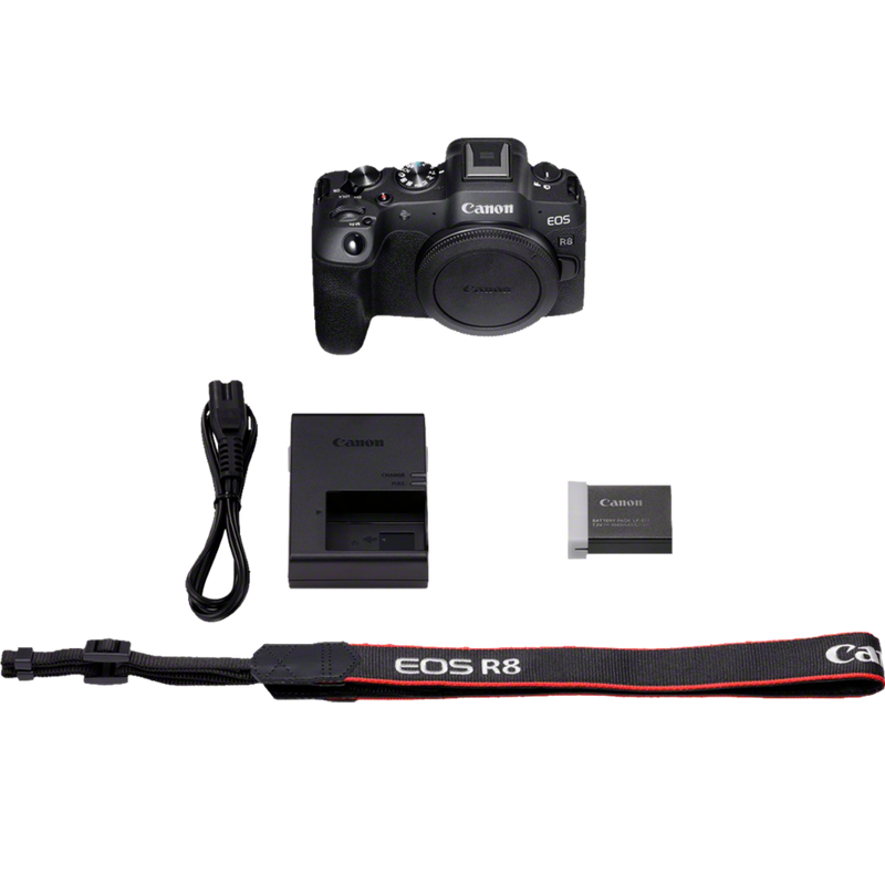 Canon EOS R8 spiegellose Kamera Gehäuse Produkt Lieferumfang