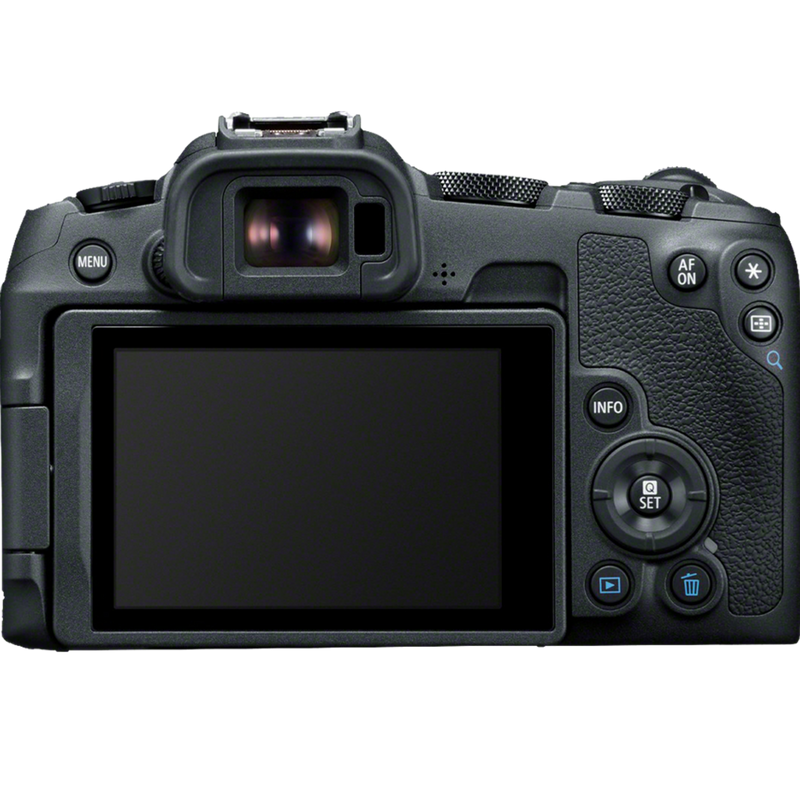 Canon EOS R8 spiegellose Kamera und RF 24-50mm F4.5-6.3 IS STM Objektiv Produkt Ansicht von hinten
