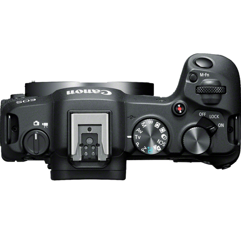 Canon EOS R8 spiegellose Kamera und RF 24-50mm F4.5-6.3 IS STM Objektiv Produkt Ansicht von oben