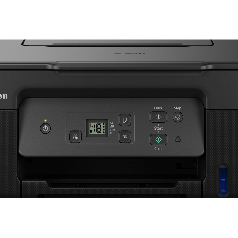 Canon PIXMA G2570 3-in-1 MegaTank Farbdrucker mit nachfüllbaren Tintenbehältern Produkt mit Papierstapel