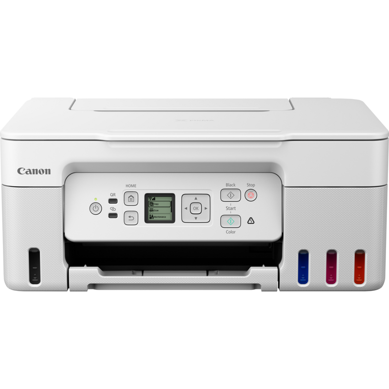 Canon PIXMA G3571 MegaTank 3-in-1 Farb-Multifunktionssystem mit WLAN und nachfüllbaren Tintentanks, Weiß Produkt Vorderansicht