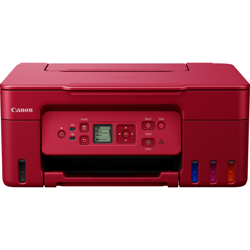 Canon PIXMA G3572 WLAN 3-in-1-Farb-Multifunktionssystem mit nachfüllbarem MegaTank, Rot Product Vorderansicht