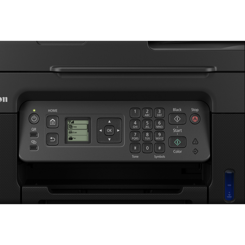 Canon PIXMA G4570 MegaTank Farb-Tintenstrahl-Multifunktionssystem mit WLAN und nachfüllbaren Tinten Produkt Vorderansicht mit vergrößertem Display