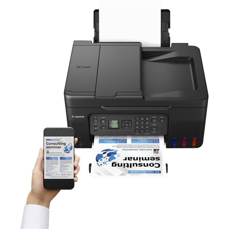 Canon PIXMA G4570 MegaTank Farb-Tintenstrahl-Multifunktionssystem mit WLAN und nachfüllbaren Tinten Drucken per Telefon