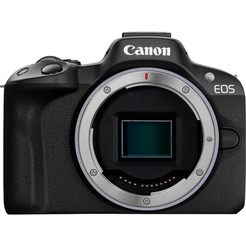 Canon EOS R50 spiegellose Kamera und RF-S 18-45mm F4.5-6.3 IS STM Objektiv Produkt Vorderansicht