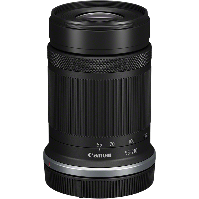 Canon RF-S 55-210mm F5-7.1 IS STM Objektiv Produkt Vorderansicht mit Streulichtblende