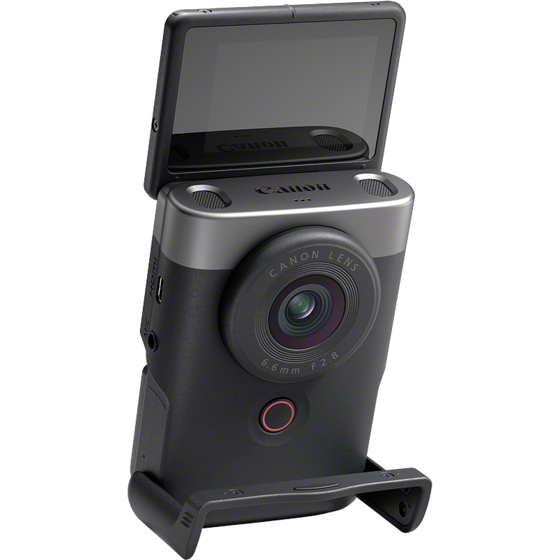 Vorderansicht von schräg oben rechts mit integriertem Standfuß und Bildschirm