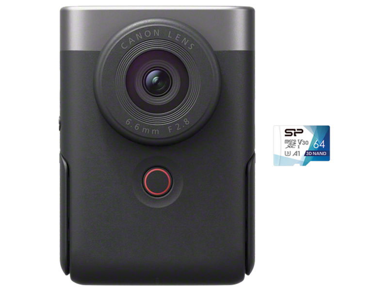 PowerShot-V10 Produkt mit Speicherkarte