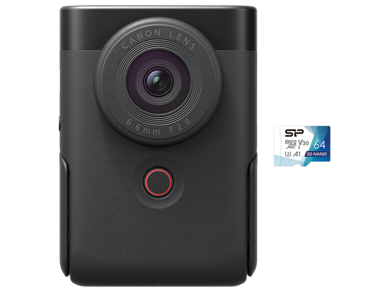 PowerShot-V10 Produkt mit Speicherkarte