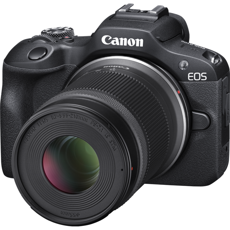 Canon EOS R100 spiegelloses Kamera Produkt Schrägansicht von vorne links