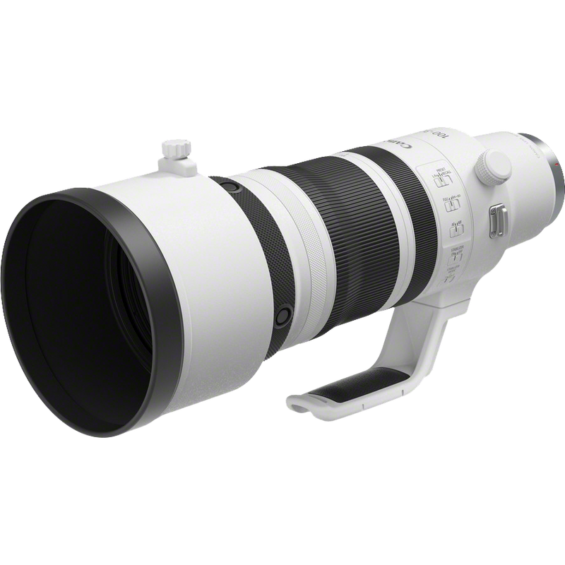Canon RF 100-300mm F2.8L IS USM Objektiv Produkt Schräge Ansicht mit Streulichtblende