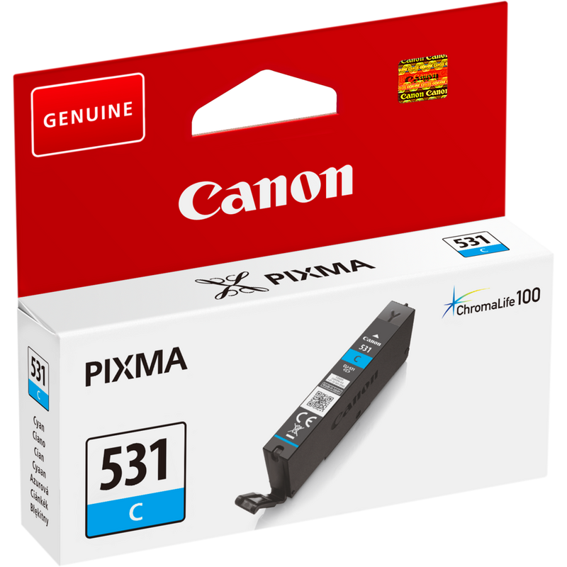 Canon CLI-531C Cyan Ink Cartridge Product Front angled view