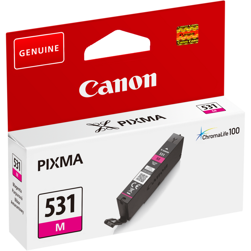 Canon CLI-531M Magenta Ink Cartridge Product Front angled view