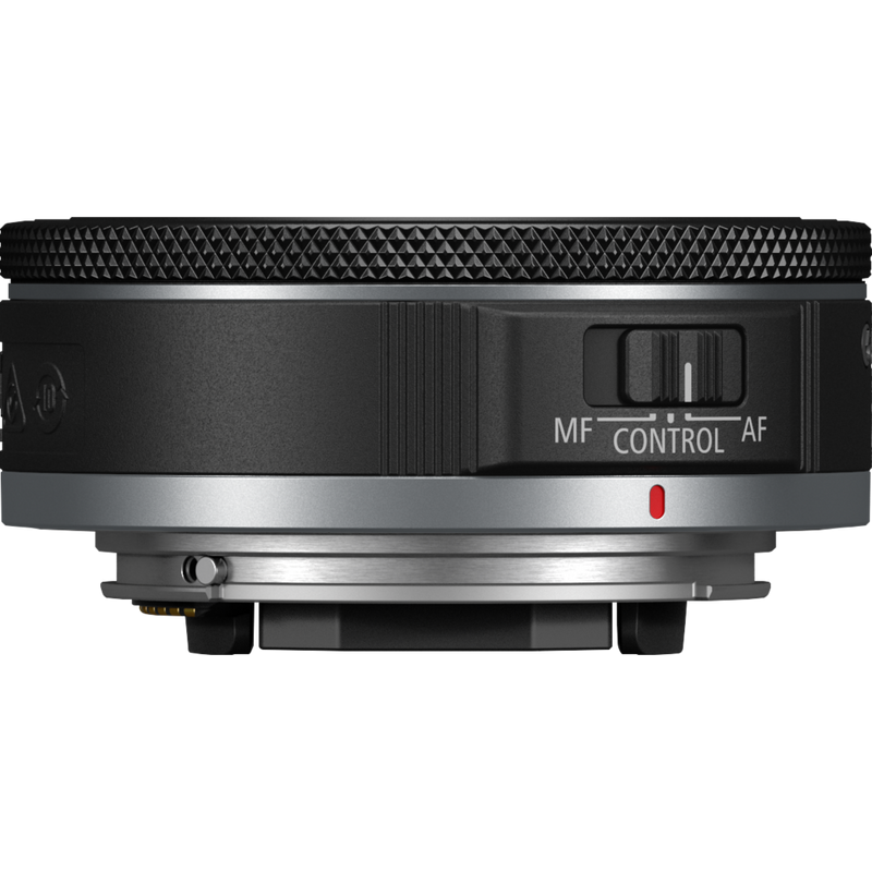 Canon RF 28mm F2.8 STM Objektiv Produkt Seitenansicht mit MF/AF Ansicht