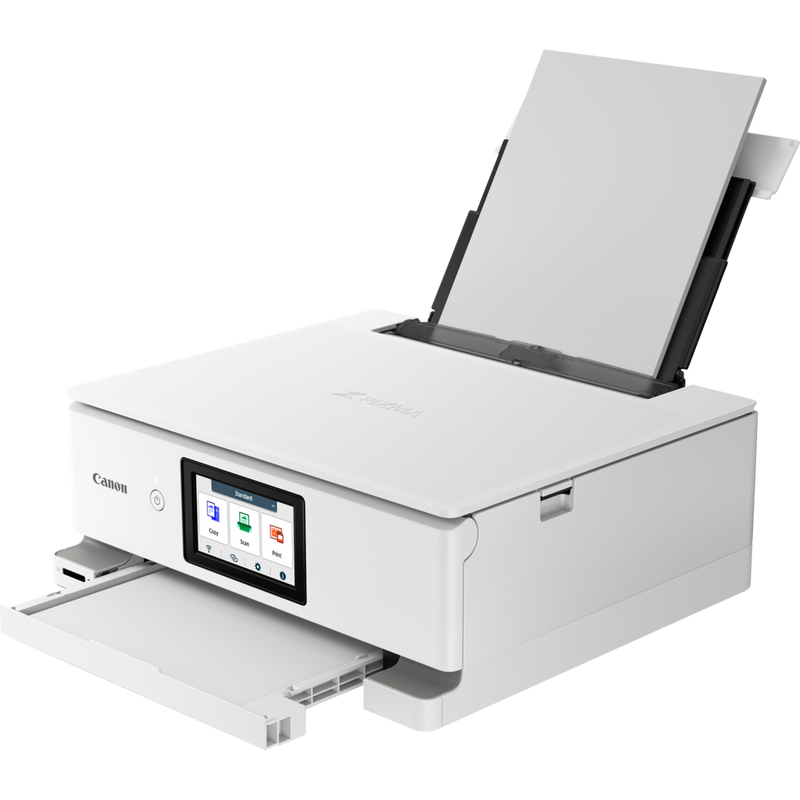 Produkt: Schräge Vorderansicht mit Papier auf Papierausgabefach