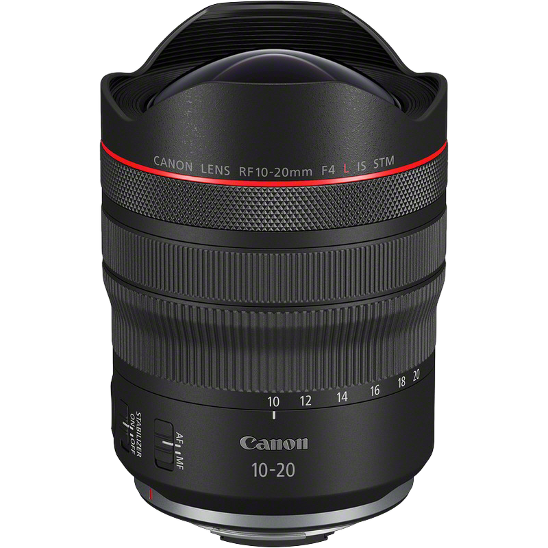 Canon RF 10-20mm F4L IS STM Objektiv Produkt: Schrägansicht von links