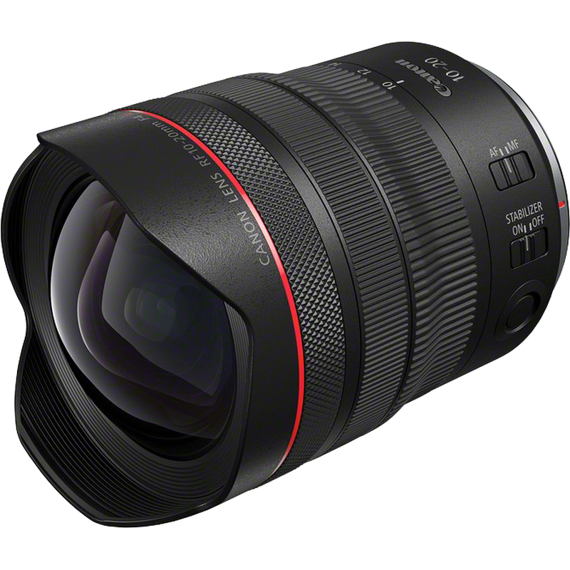 Canon RF 10-20mm F4L IS STM Objektiv Person, die Aufnahmen mit dem Produkt mit Mikrofon macht