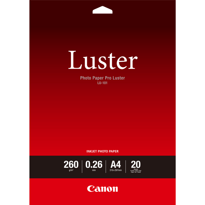 Canon LU-101 Luster Fotopapier Pro A4 – 20 Blatt Produkt Vorderansicht