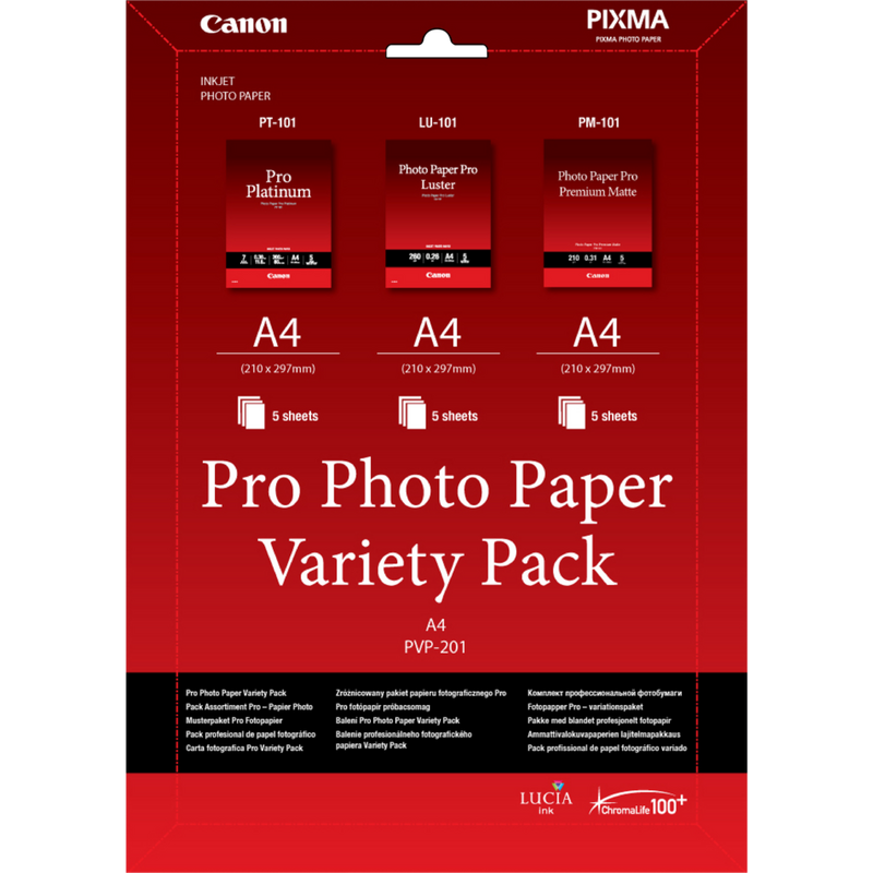 Canon PVP-201 Auswahl Professionelles Fotopapier A4 – 15 Blatt Produkt Vorderansicht