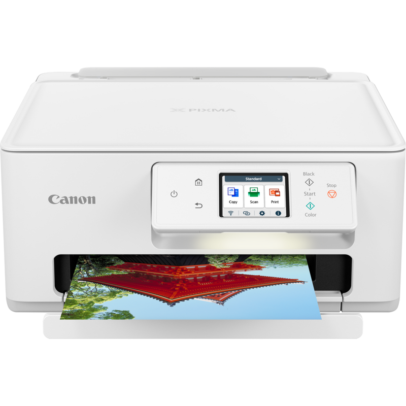 Canon PIXMA TS7650i Wireless Colour 3-in-1 Inkjet Photo Printer Product Front view with print out