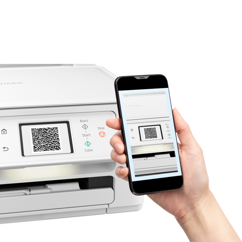 Canon PIXMA TS7650i Wireless Colour 3-in-1 Inkjet Photo Printer Scanning the QR code using smartphone