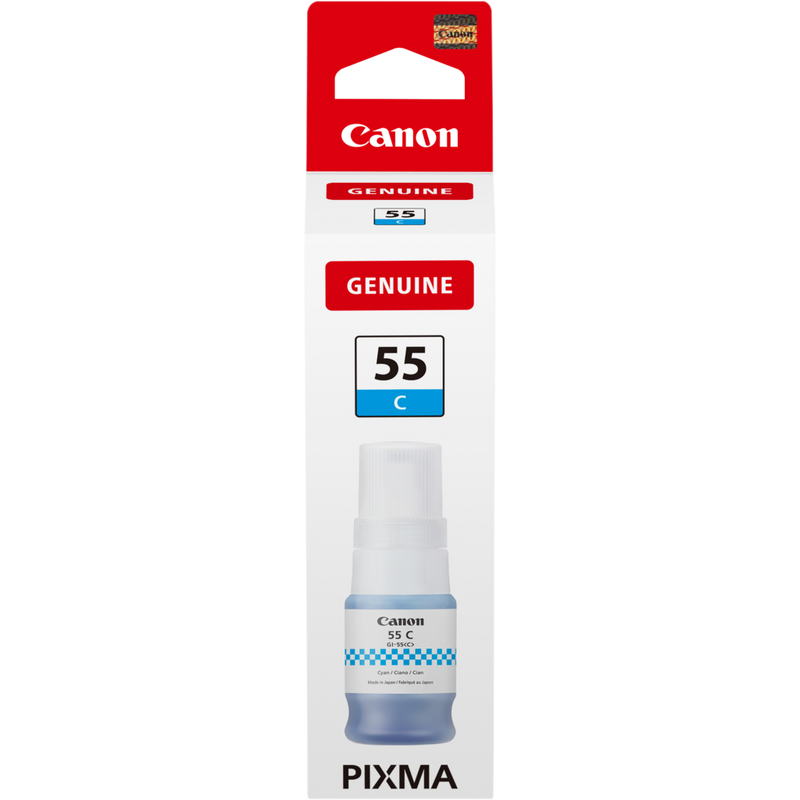 Canon GI-55C Cyan Ink Bottle Product Package front view