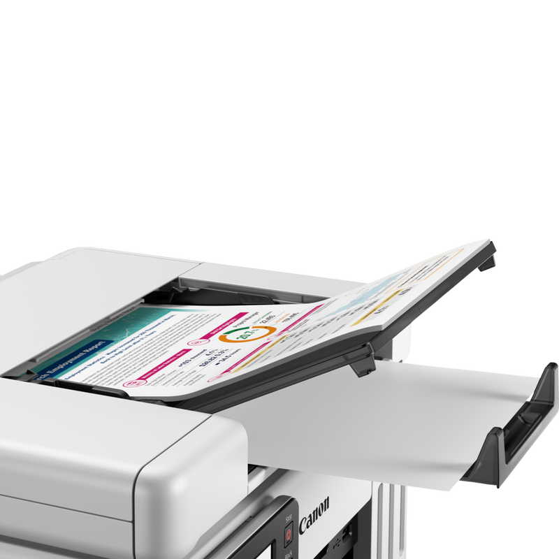 MAXIFY GX6550 Wireless 3-in-1 Refillable MegaTank Inkjet Printer Product top view with printed paper