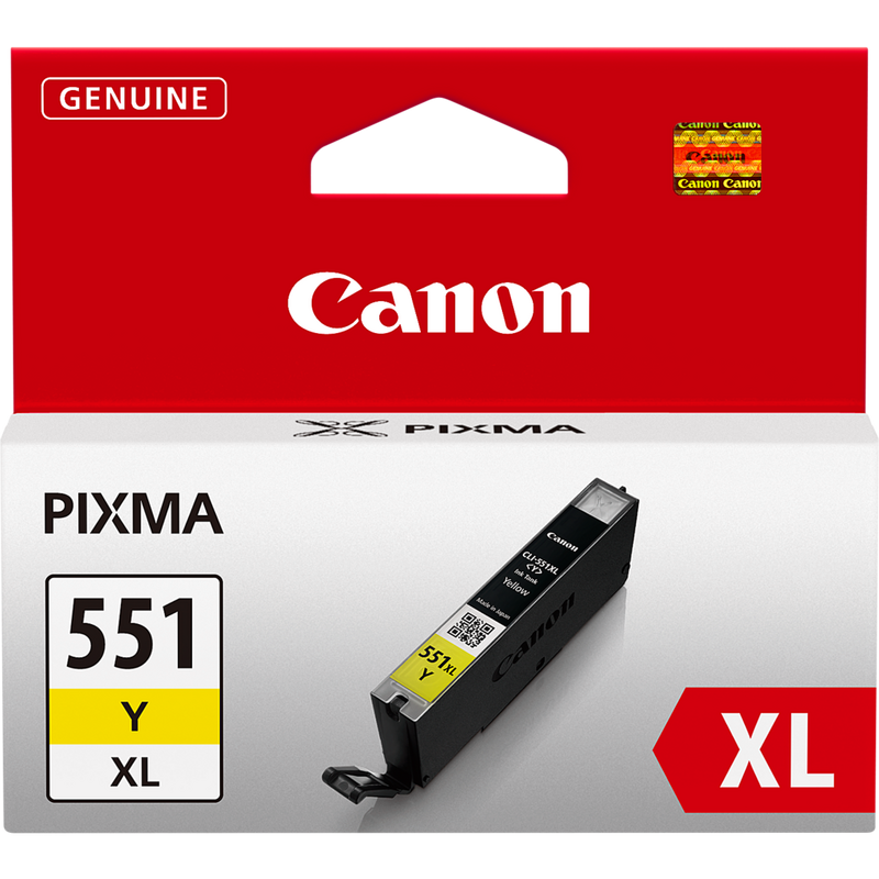 Canon CLI-551XL Tinte Gelb mit hoher Reichweite Produkt Vorderansicht
