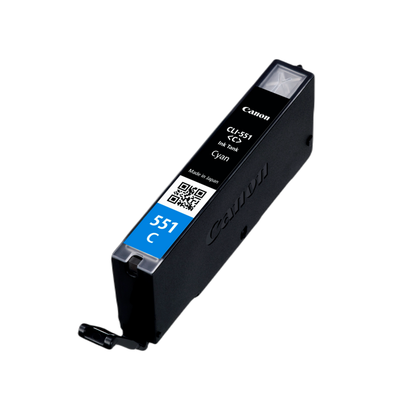 Canon CLI-551 BK/C/M/Y Ink Cartridge Multipack Product Front view of cyan ink cartridge without the box
