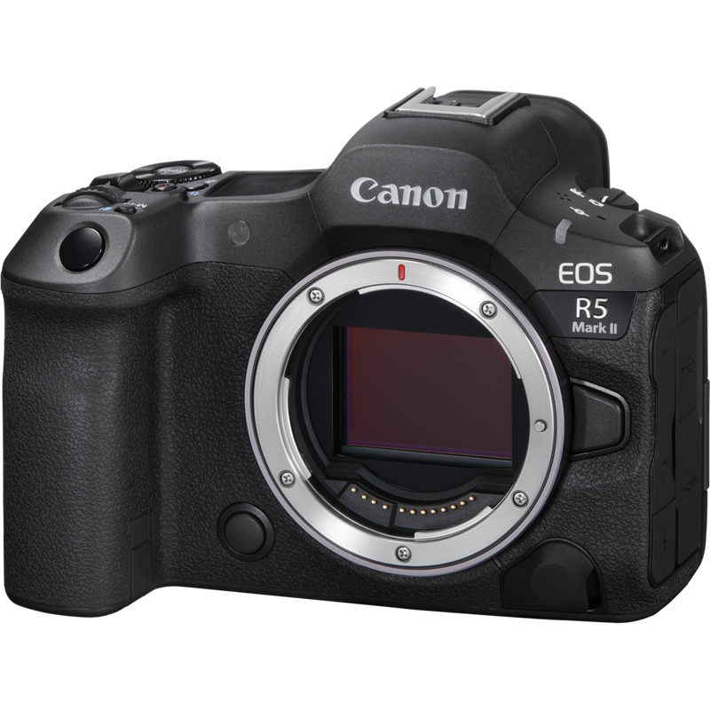 Canon EOS R5 Mark II spiegelloses Kameragehäuse Produkt Vorderansicht von links