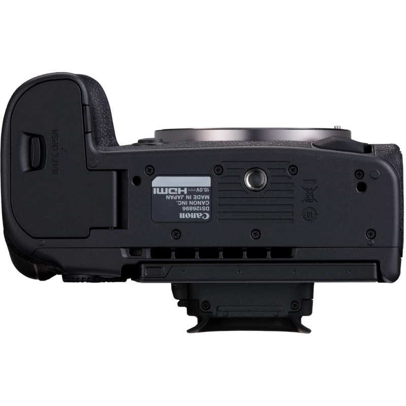 Canon EOS R5 Mark II spiegellose Kamera und RF 24-105mm F4 L IS USM Objektiv Produkt Ansicht von unten