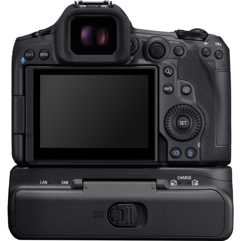 Canon Lüftergriff CF-R20EP Produkt Rückansicht mit Produkt samt Kamera