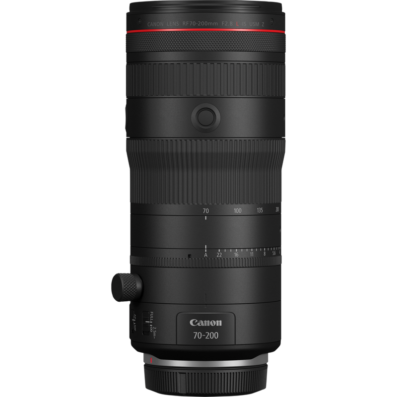 Canon RF 70-200mm F2.8L IS USM Z Objektiv, schwarz Produkt Vorderansicht mit Objektivdeckel