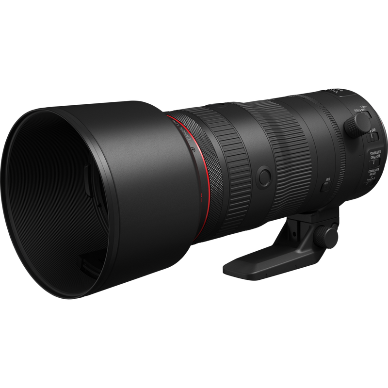 Canon RF 70-200mm F2.8L IS USM Z Objektiv, schwarz Produkt Schrägansicht mit Streulichtblende